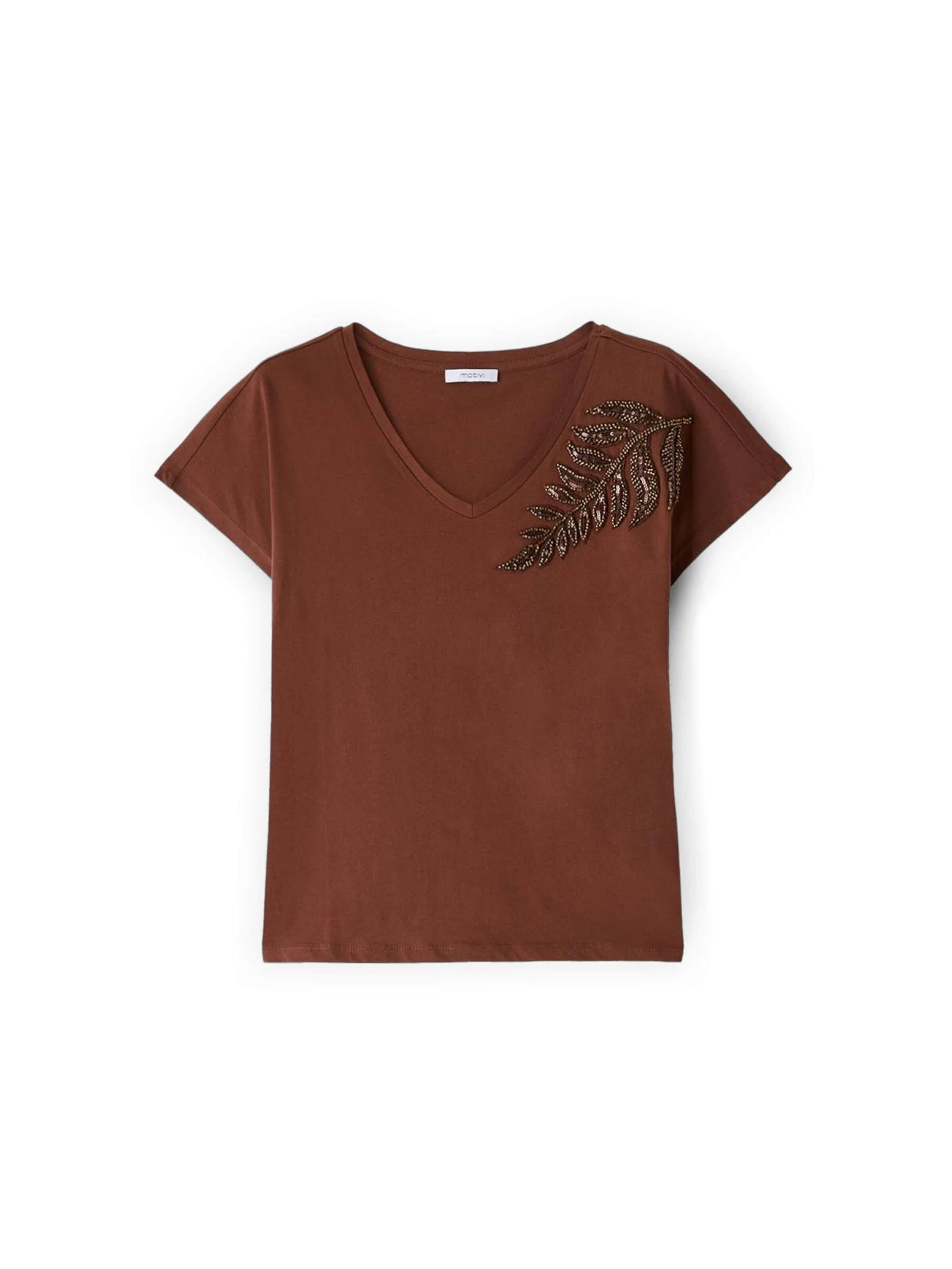 T-shirt MOTIVI en marron : devant