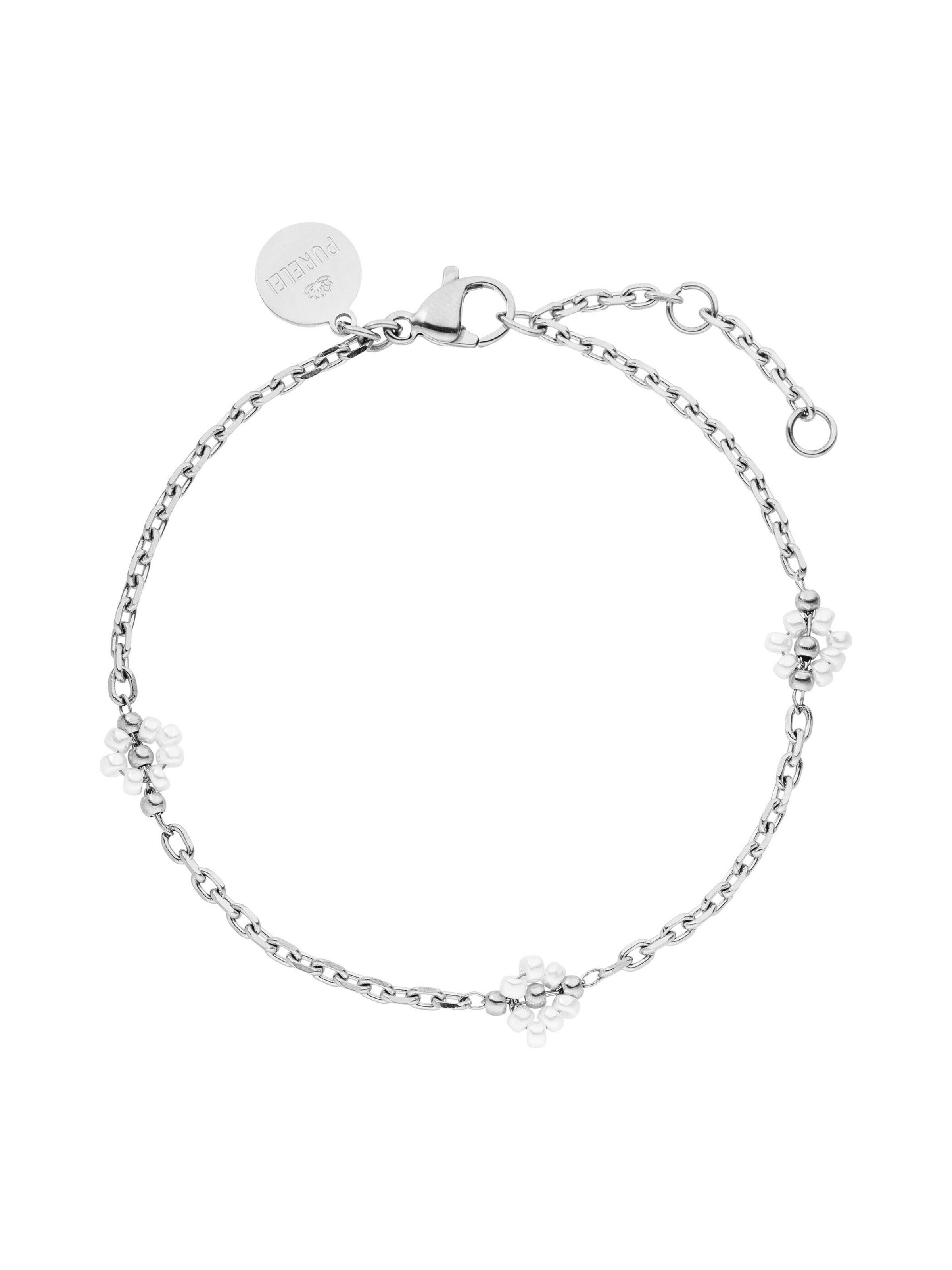PURELEI - Pulsera 'Linen Blossom' en plata: frente