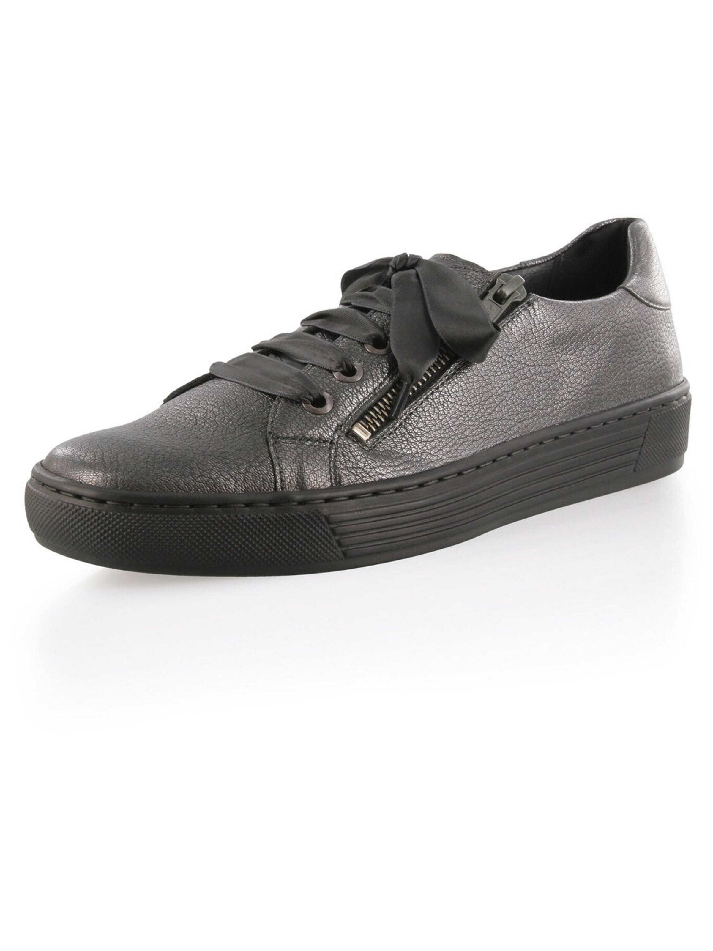 SOLIDUS Platform trainers 'Sneaker Low Damen 37022 Echtleder in grau' in Grey: front