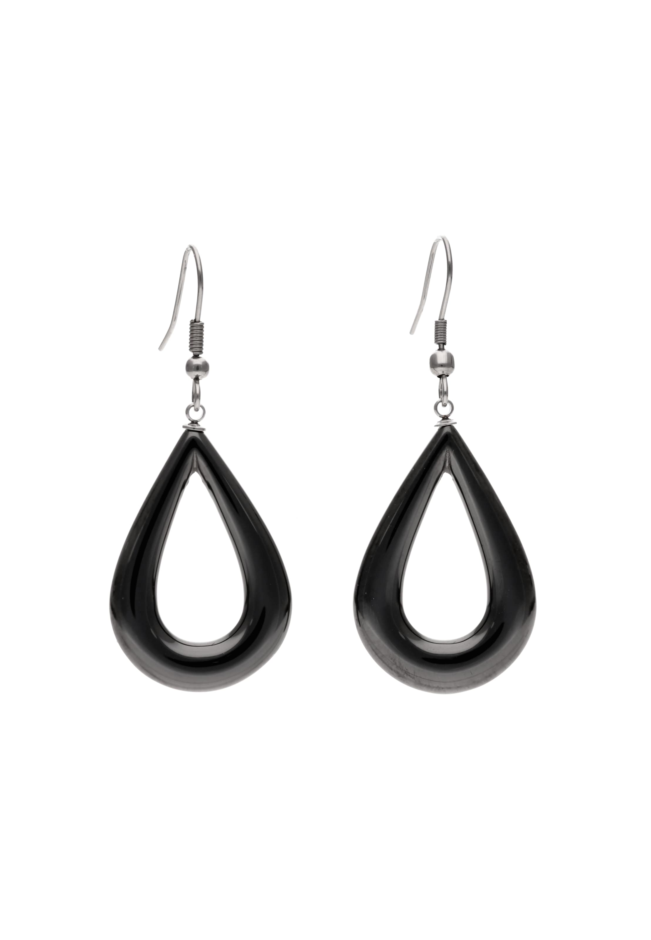 Boucles d'oreilles usha WHITE LABEL en noir : devant