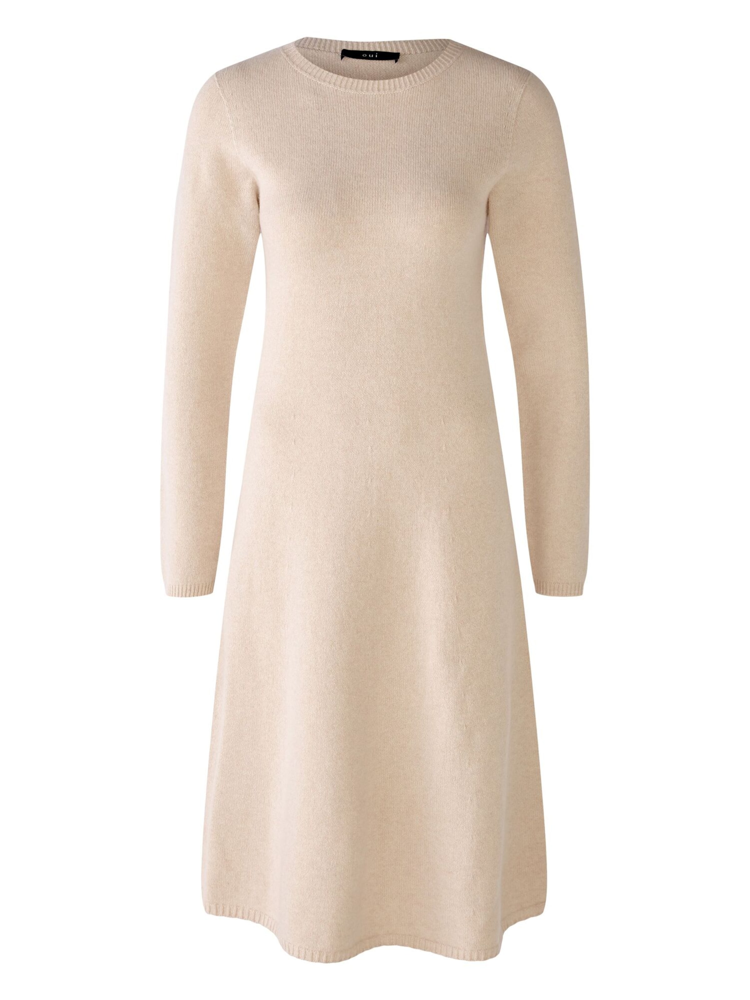 OUI Gebreide jurk in Beige: voorkant