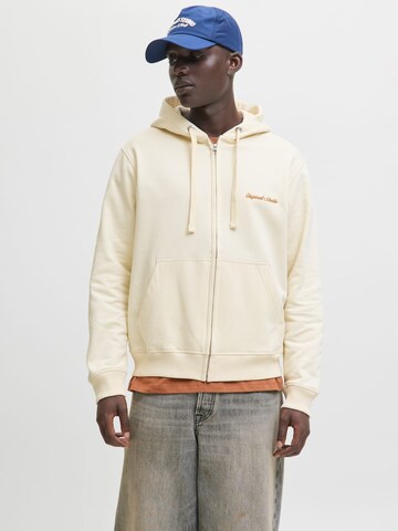JACK & JONES Sweat jacket 'Norrebro' in Beige: front