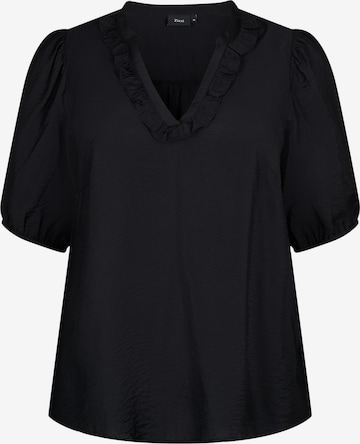 Zizzi Bluse 'FIOLA' i sort: forside