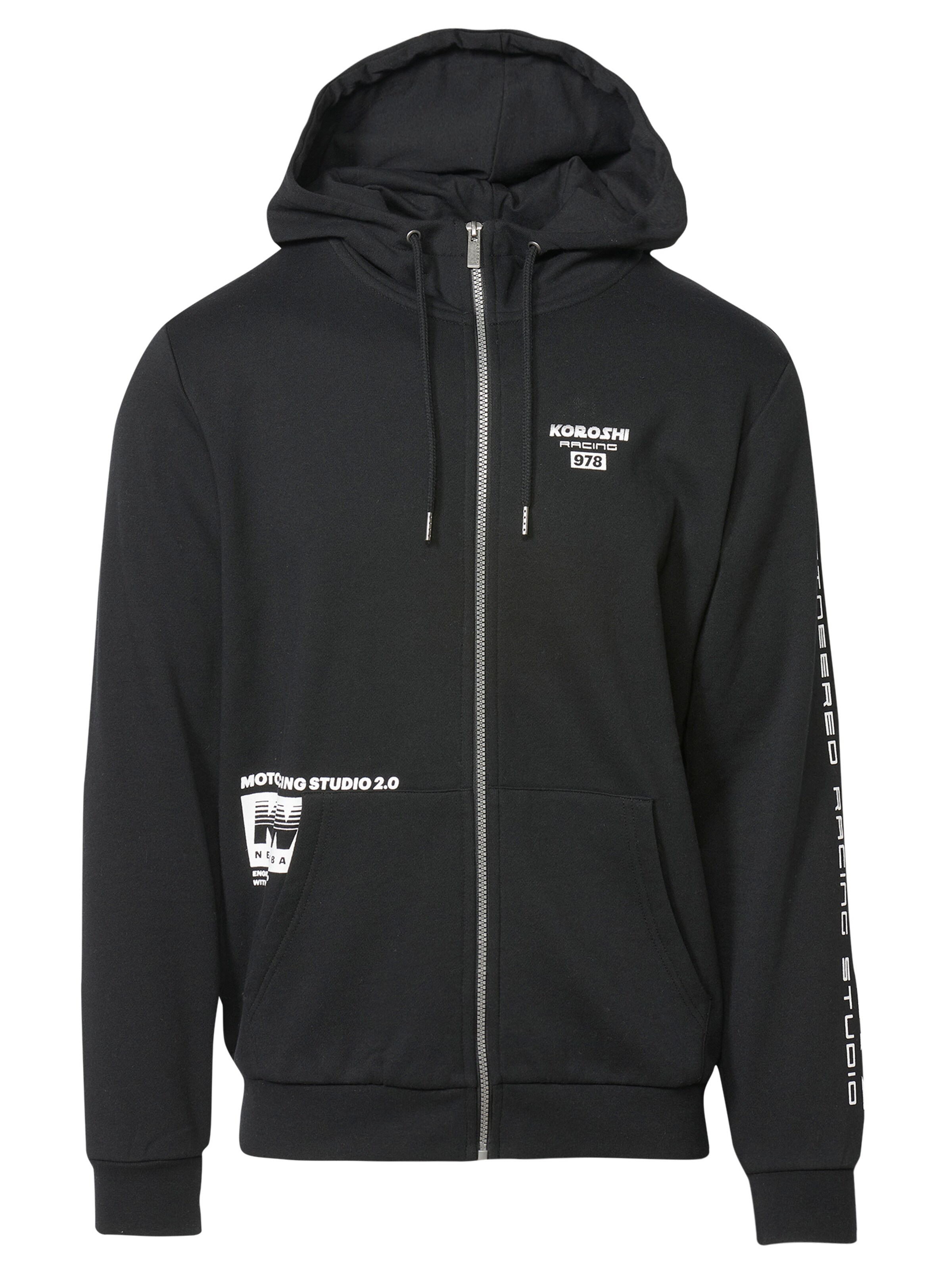 KOROSHI - Sudadera con cremallera en negro: frente