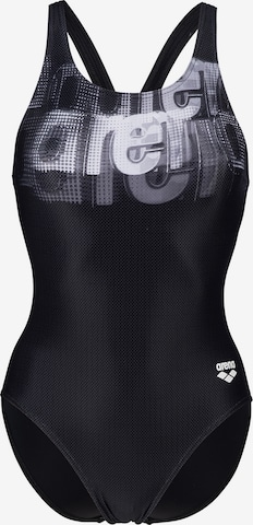 ARENA Bustier Urheilu-uimapuku 'OVERLAP' värissä musta: edessä