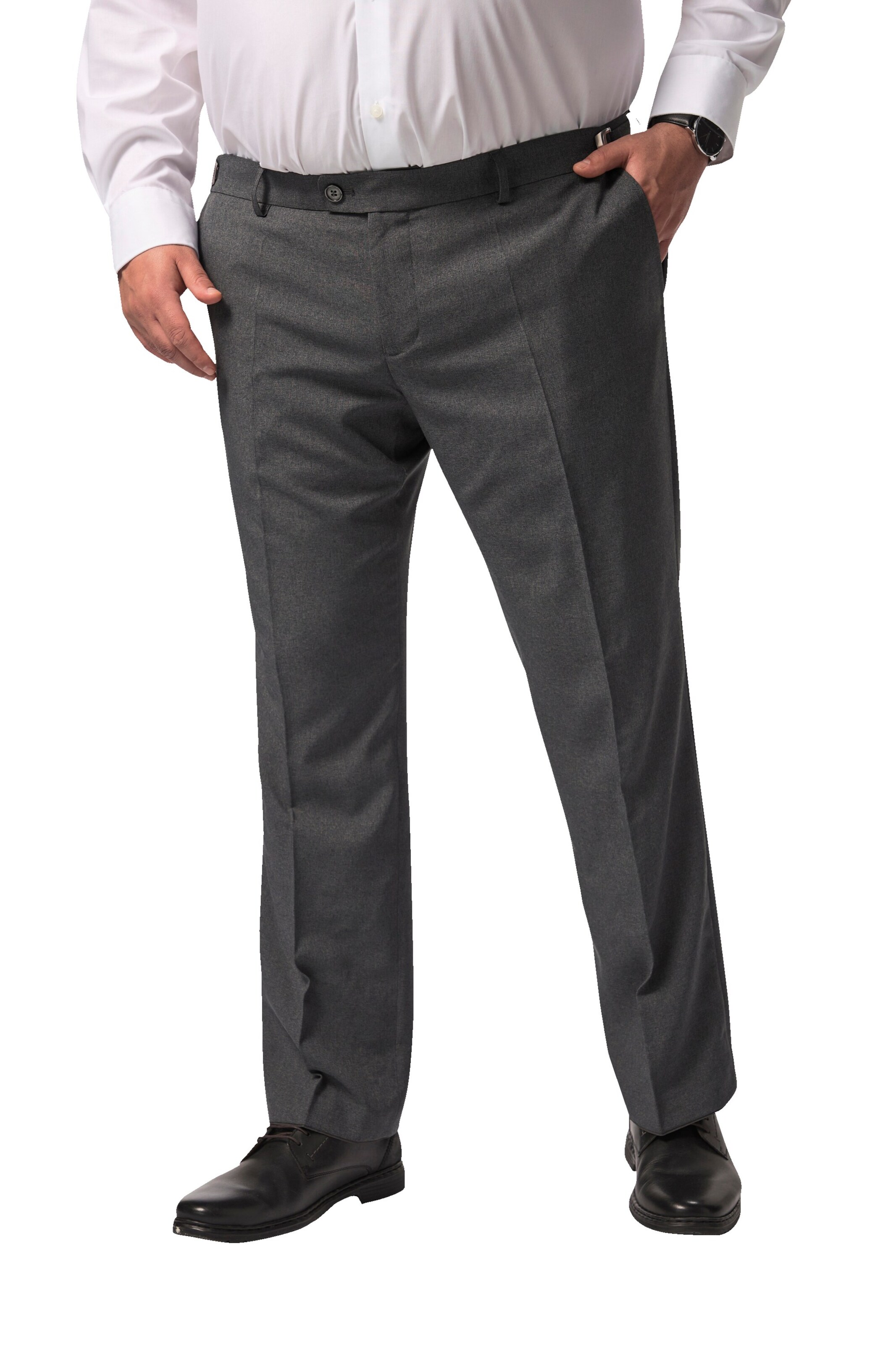 Men Plus Regular Pantalon in Grijs: voorkant