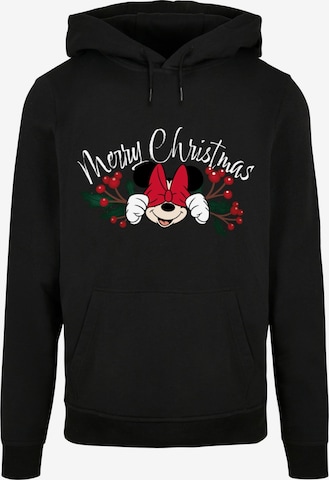 ABSOLUTE CULT Sweatshirt 'Minnie Mouse - Christmas Holly' in Zwart: voorkant