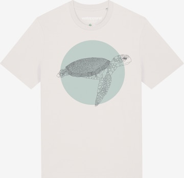 Maglietta 'Meeresschildkröte' di Watapparel in bianco: frontale