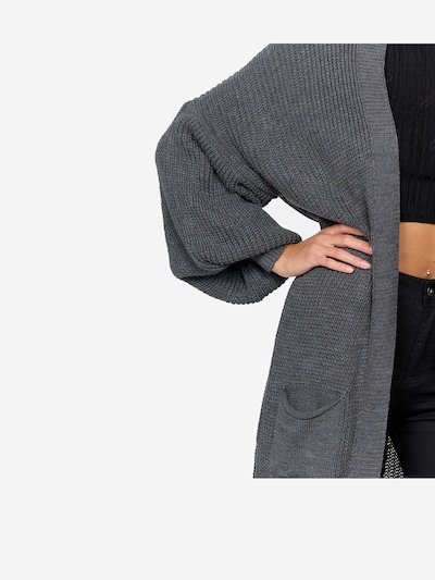 Elara Lang cardigan i mørkegrå, Produktvisning