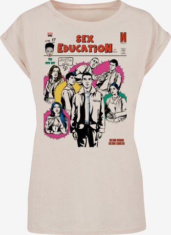 F4NT4STIC Shirt 'Sex Education Magazine Netflix TV Series' in Beige: voorkant