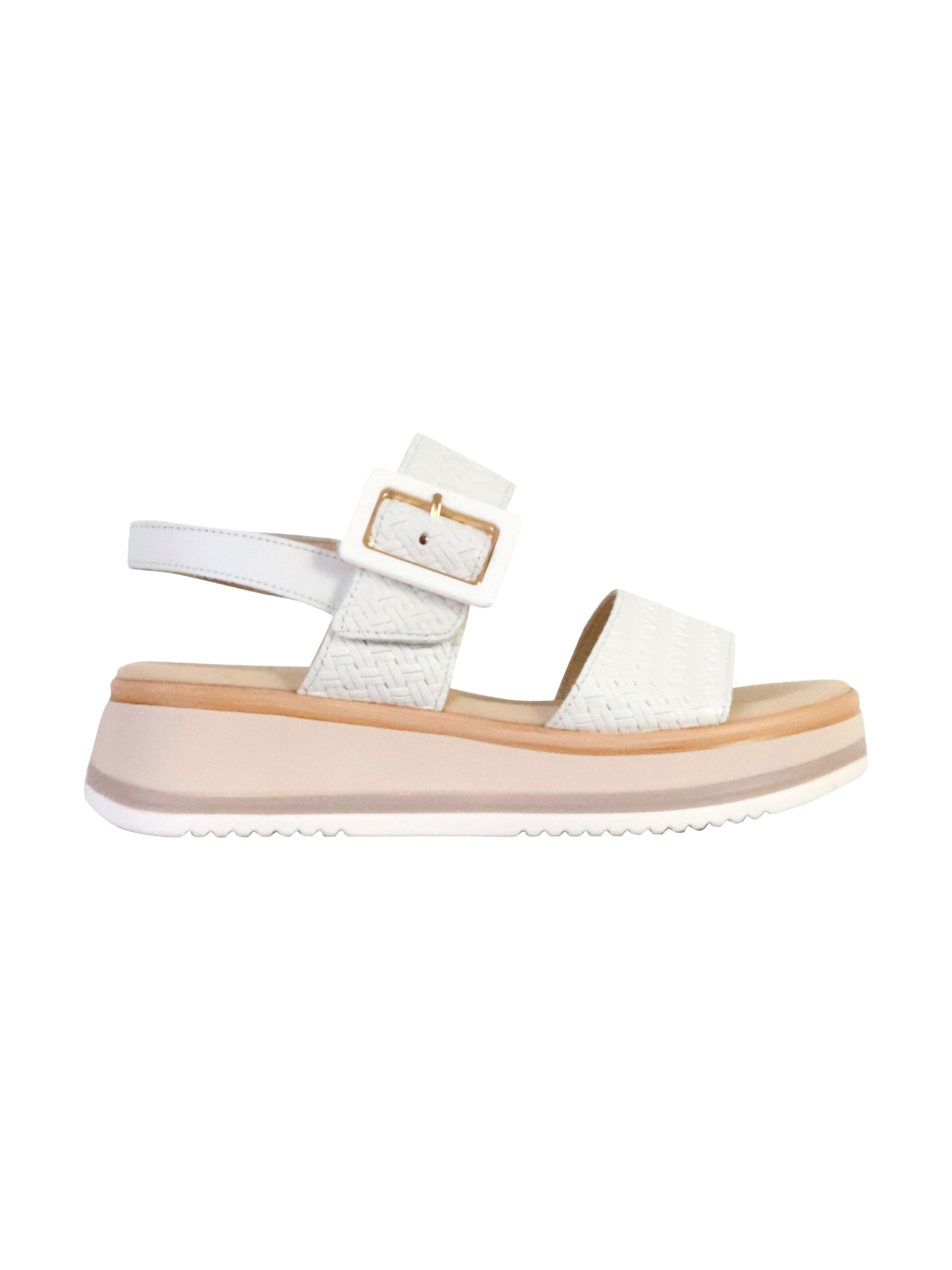 GABOR - Sandalias 'TwistNappa-Sandalen aus Leder mit Keilabsatz und Flechtmuster' en blanco
