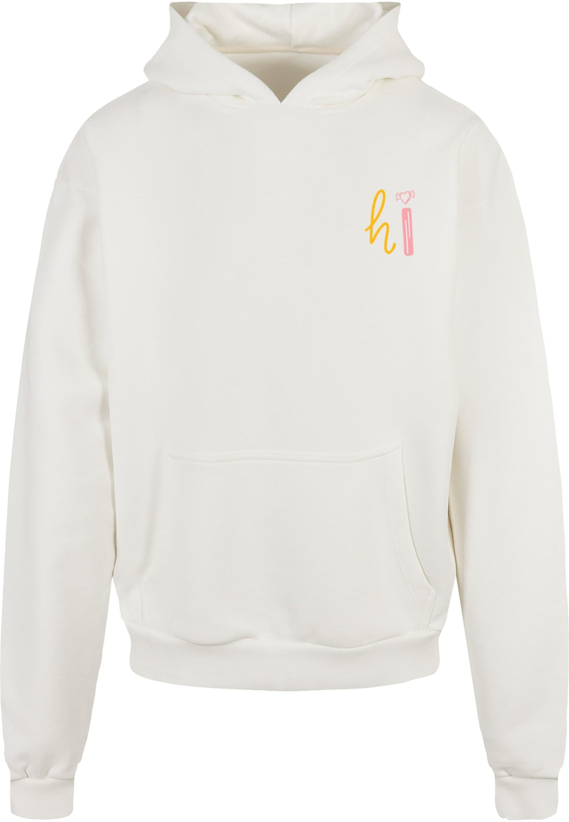Merchcode Sweatshirt 'Hi Heavy' in White: front