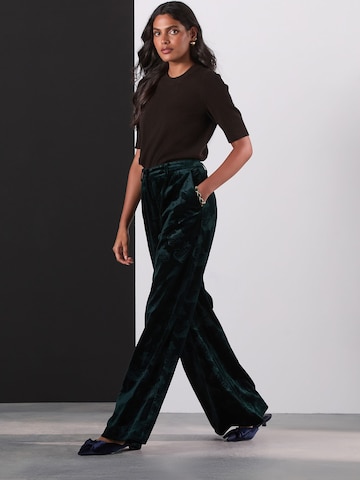 Next Wide Leg Hose in Grün