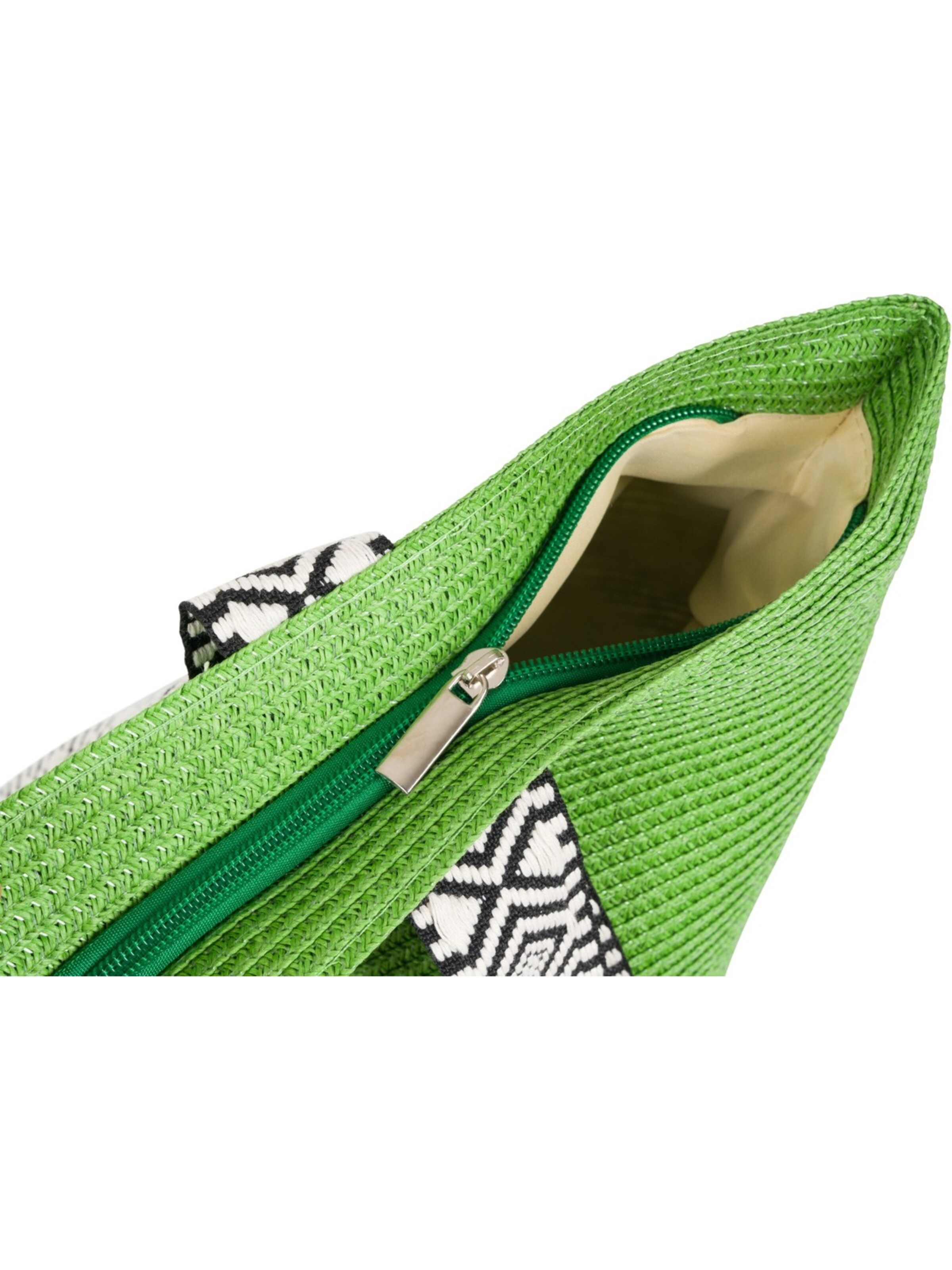 styleBREAKER Beach bag 'Papierstroh Strandtasche Azteken Muster' in Green