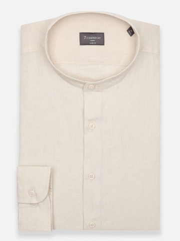 7Camicie Slim fit Zakelijk overhemd 'Caravaggio Linen Man Shirt Green' in Beige