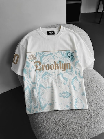 KleidermafiaMajica 'Oversize Brooklyn T-shirt - Ecru and Turquoise' - bež boja