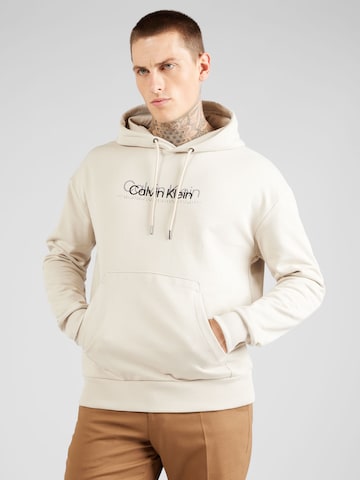 Sweat-shirt Calvin Klein en beige : devant