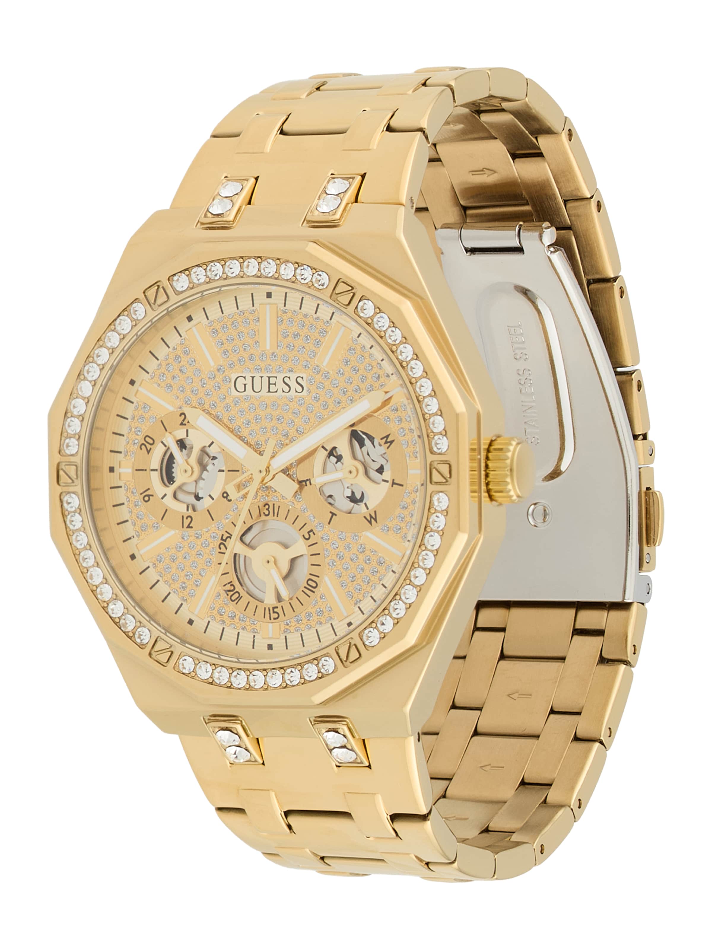 GUESS Analog klocka 'Kryptonite' i guld: framsida