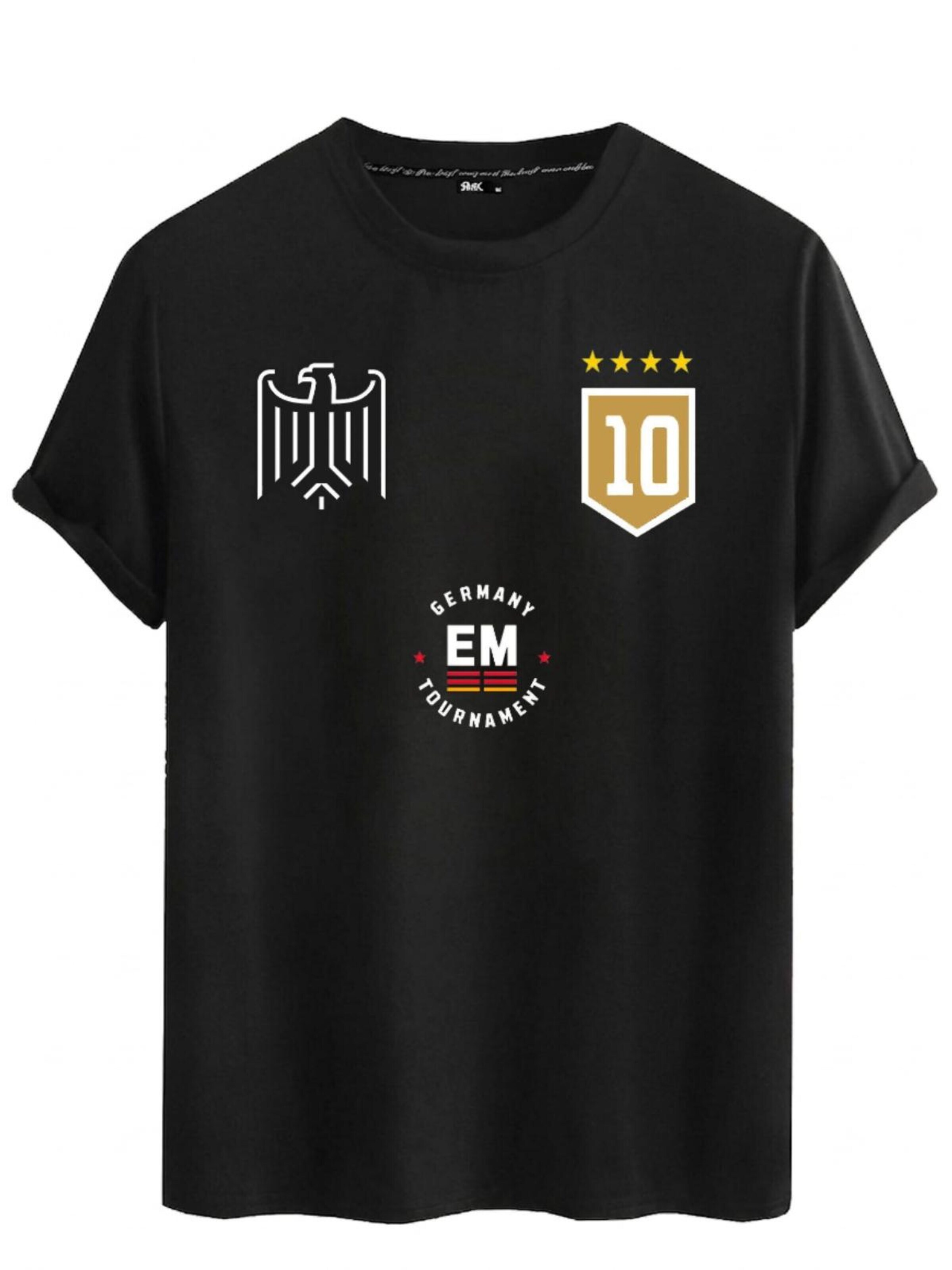 RMK Shirt 'Trikot Fan Fußball Deutschland Europameisterschaft EM 2024'‌‌‌‌‌‌‌‌ in Schwarz: Vorderseite
