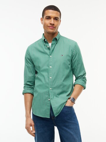 Slim fit Camicia 'FLEX' di TOMMY HILFIGER in verde: frontale