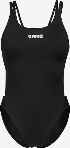 ARENABustier Jednodijelni kupaći kostim 'TECH MULTI SOLID' - crna boja: prednji dio