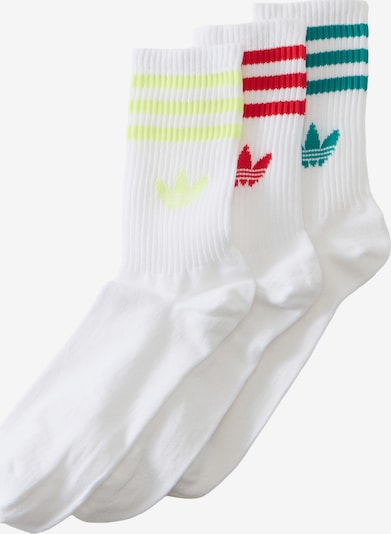 ADIDAS ORIGINALS Zeķes '3 STRIPES CREW SOCKS 3' pieejams 34-36, krāsa - pasteļdzeltens / nefrīta / sarkans / balts, Preces skats