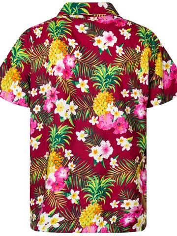 King Kameha Regular Fit Hemd 'Pineapple Flowers' in Rot