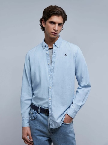 Scalpers Regular fit Overhemd 'Alpha' in Blauw: voorkant
