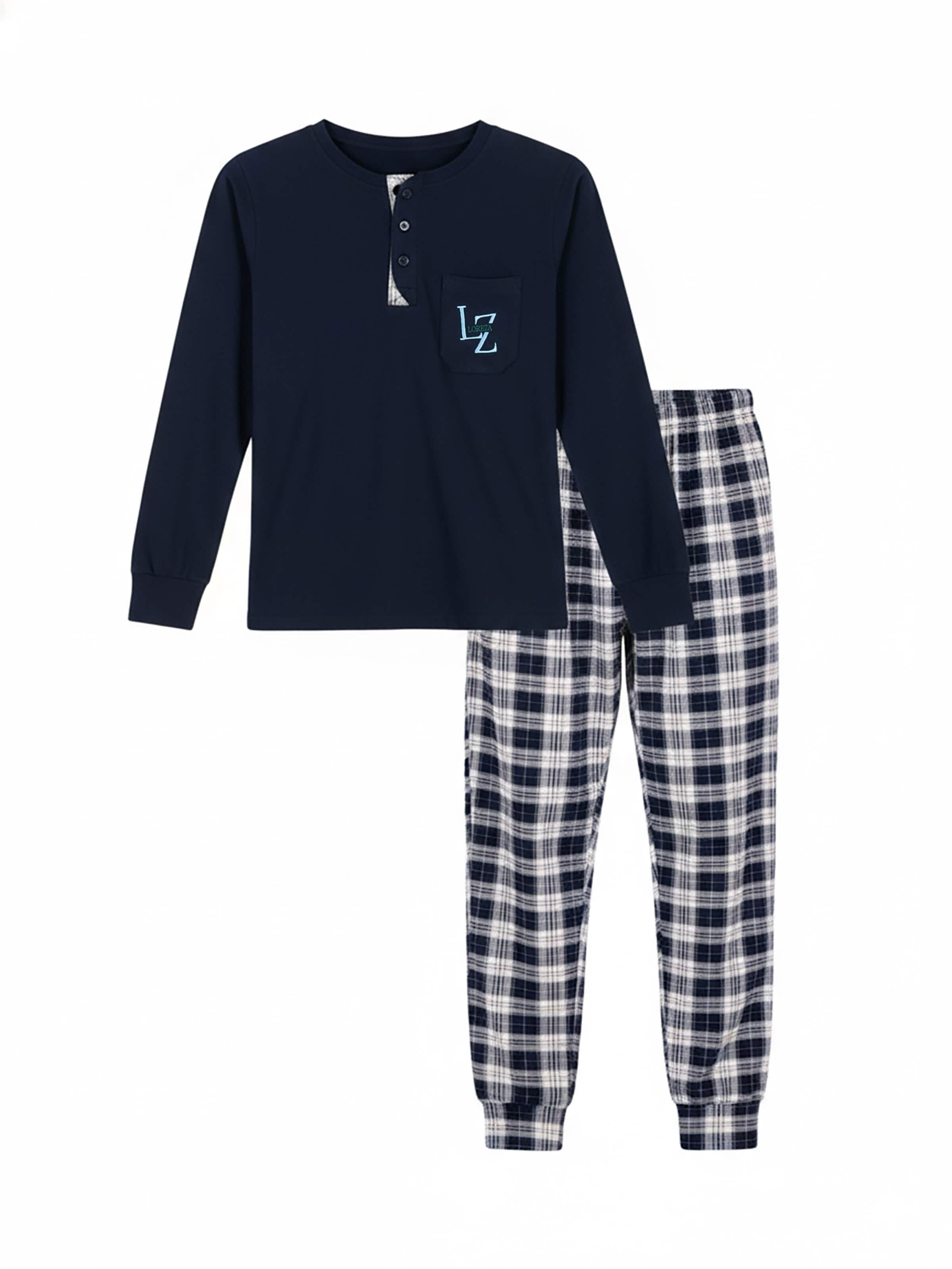 LOREZA Nachtkledij 'Jungen Schlafanzug Elian' in Blauw: voorkant