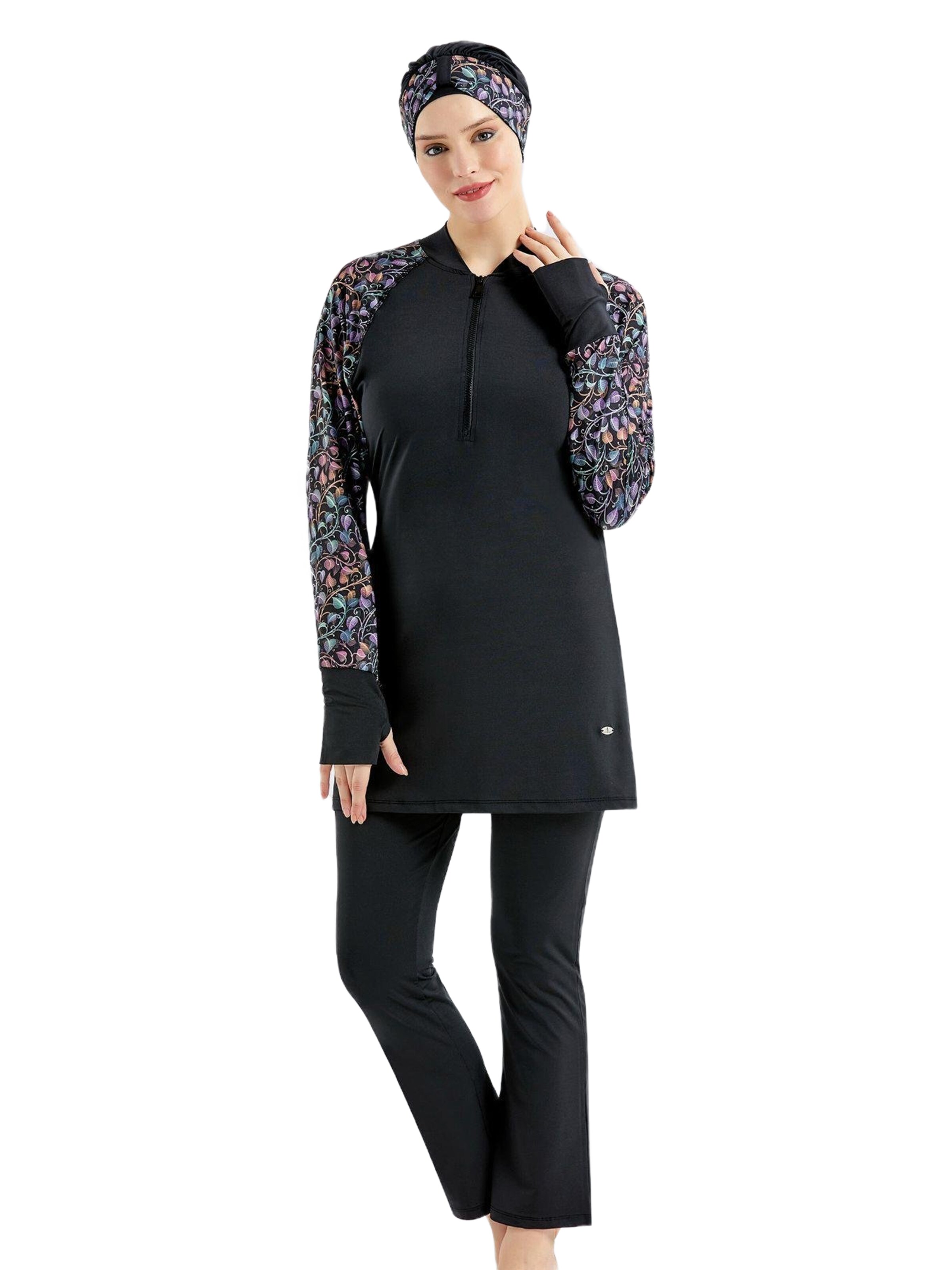 C&City Badpakjurk 'Hijab' in Zwart: voorkant