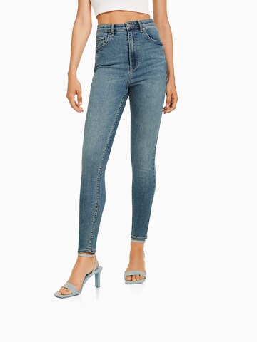 Bershka Skinny Kavbojke | modra barva: sprednja stran
