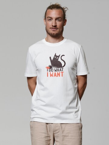 Watapparel T-Shirt ' Cat ' in Weiß: Vorderseite