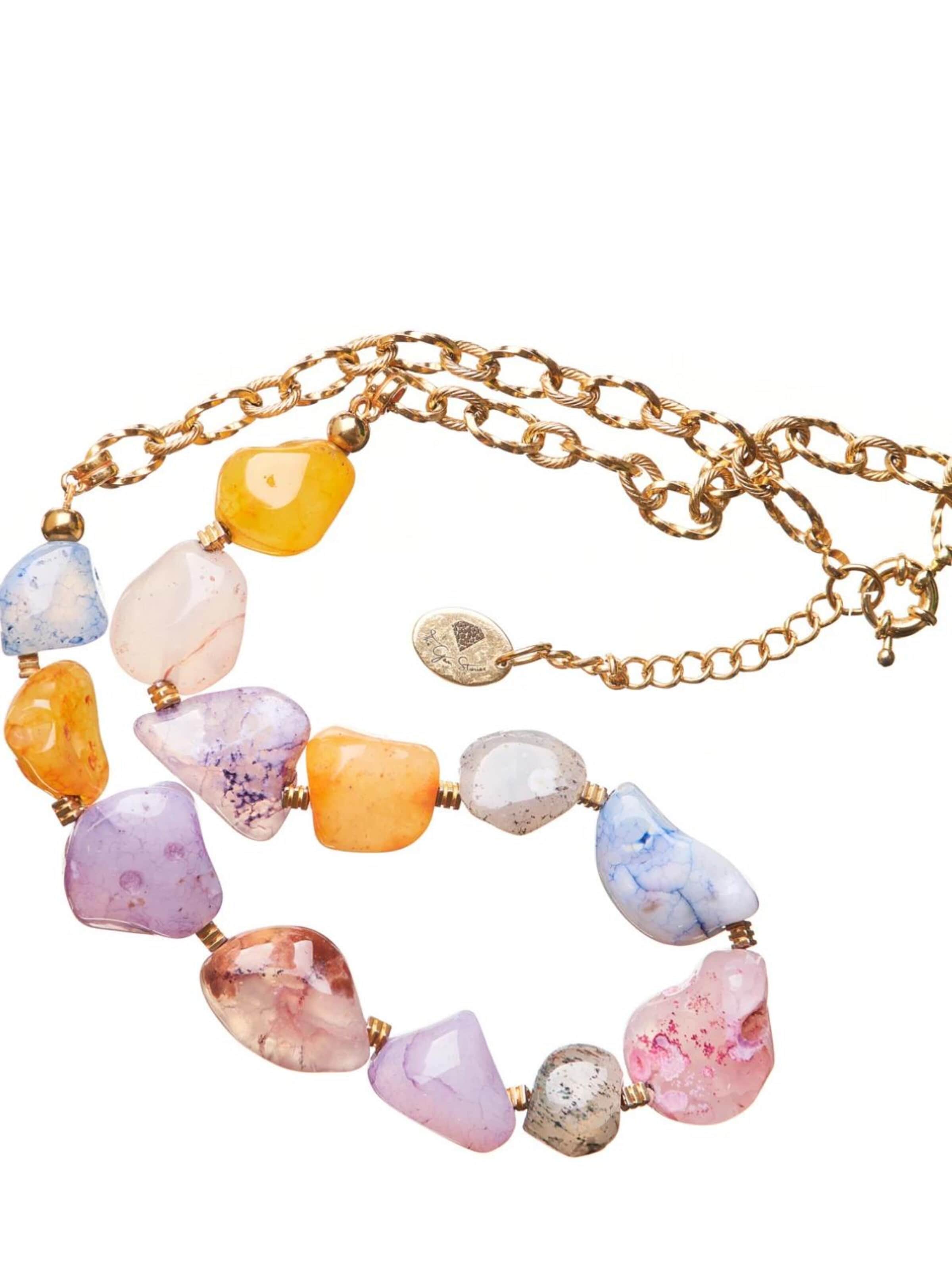 THE GEM STORIES JEWELRY Necklace 'Colourful Agate Gems Necklace' in Mixed colours