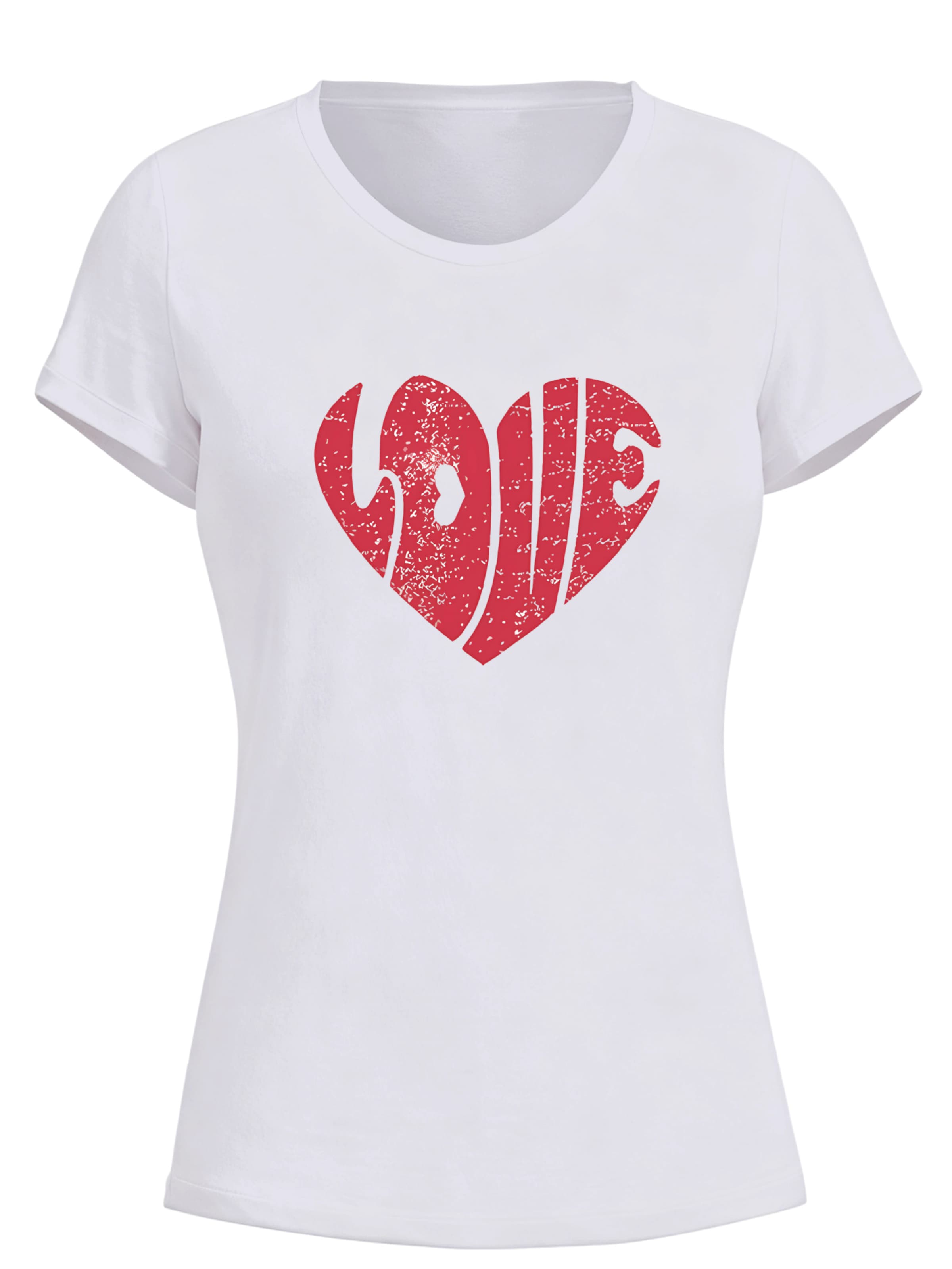 GORHEY Shirt 'Women's Summer Casual Red heart Print Shirt,Short-Sleeve Slim fit Basic Tee' in Wit