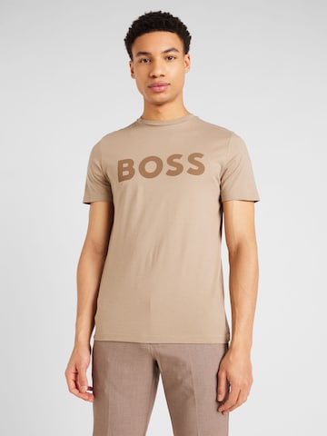 BOSS Orange Shirt 'Thinking 1' in Bruin: voorkant