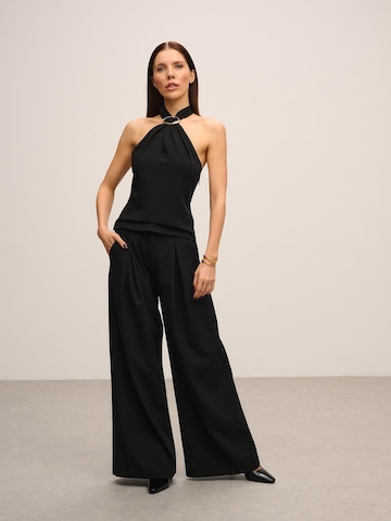 ORIMEI by Victoria Swarovski Широкий Брюки со складками в Черный