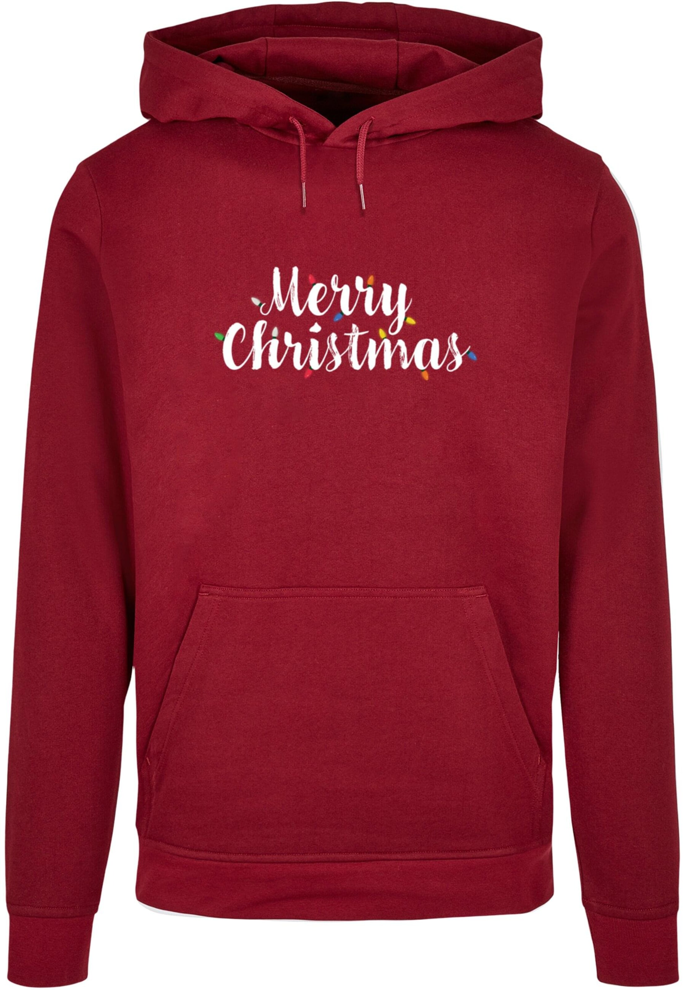 Merchcode Sweatshirt 'Merry Christmas Lights' in Rot: Vorderseite