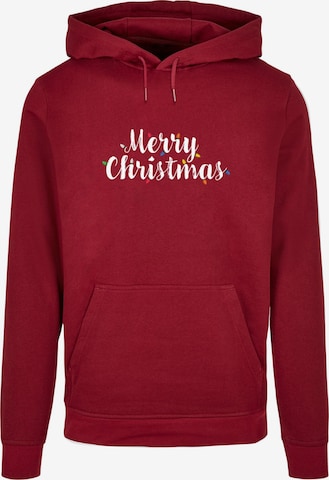Merchcode Sweatshirt 'Merry Christmas Lights' in Rood: voorkant