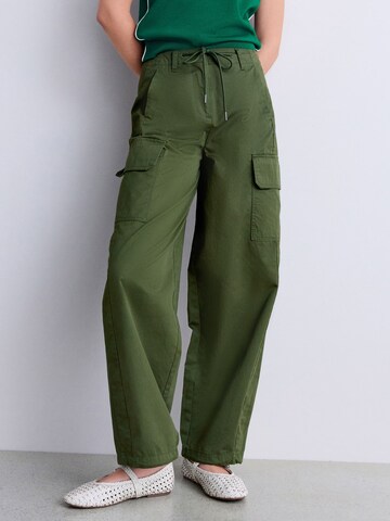 Next Wide leg Cargo trousers in Green: front