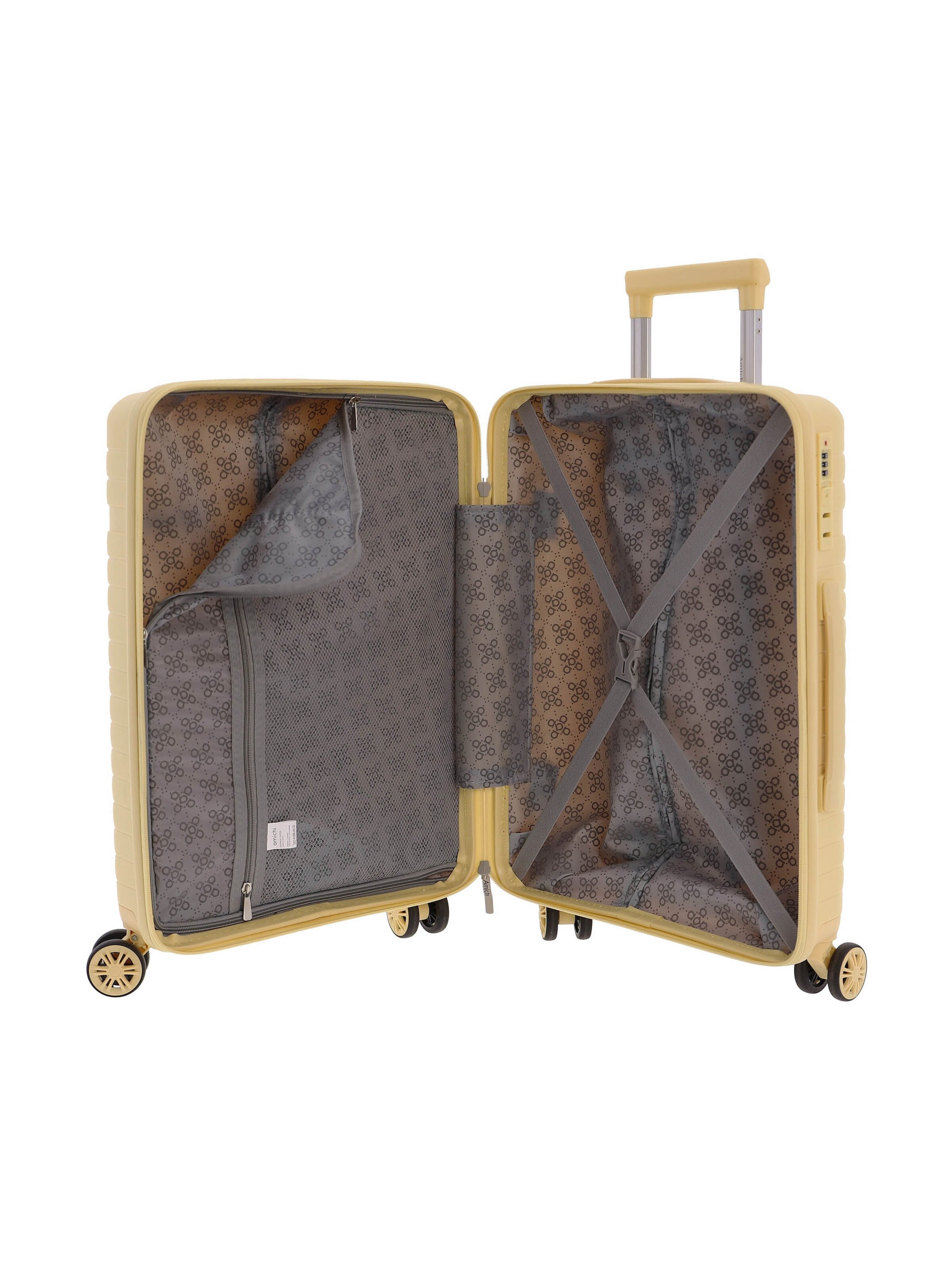 Amichi - Carrito 'AMICHI - Maleta Cabina 55x40x20- Maletas de Viaje - Maletas de Viaje Cabina Apta para Ryannair- Trolley Equipaje para Avion Resistente con 4 Ruedas de 360º y candado TSA' en amarillo