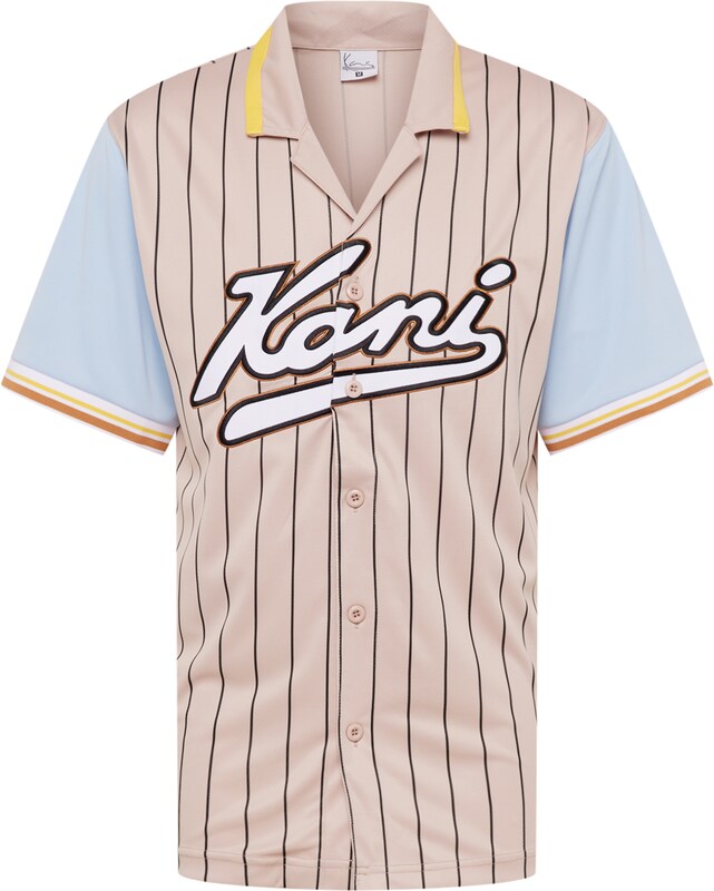 Karl Kani Regular Fit Baseball Hemd 'Varsity' in Sand