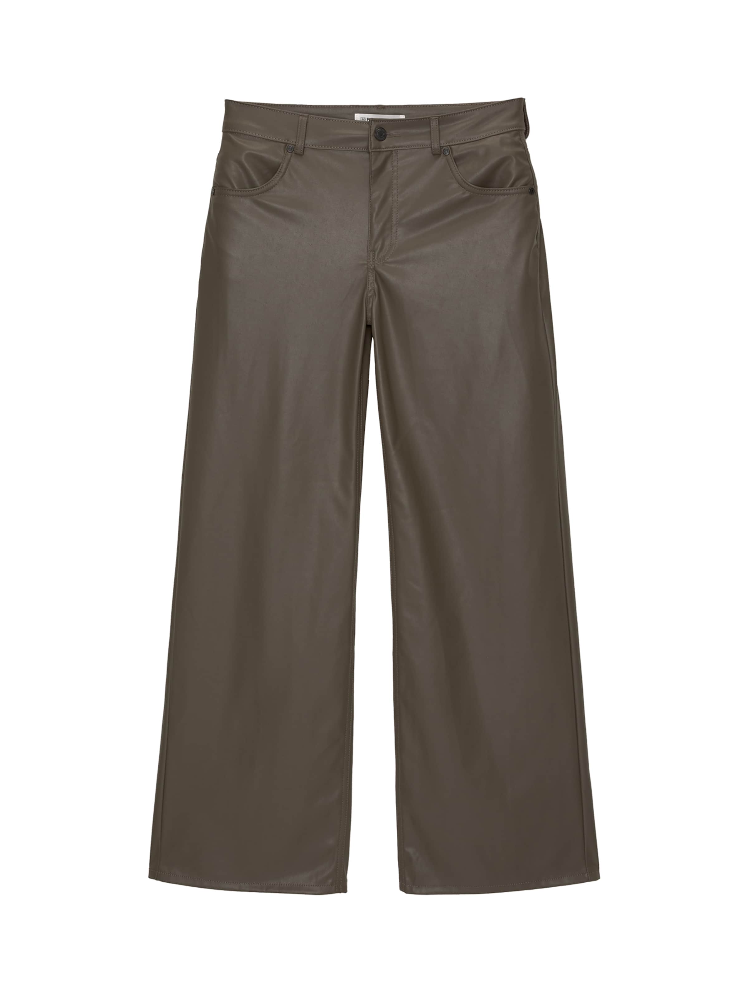 Pull&Bear Wide leg Byxa i grön: framsida