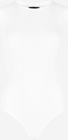 OW Collection Shirt Bodysuit in White: front