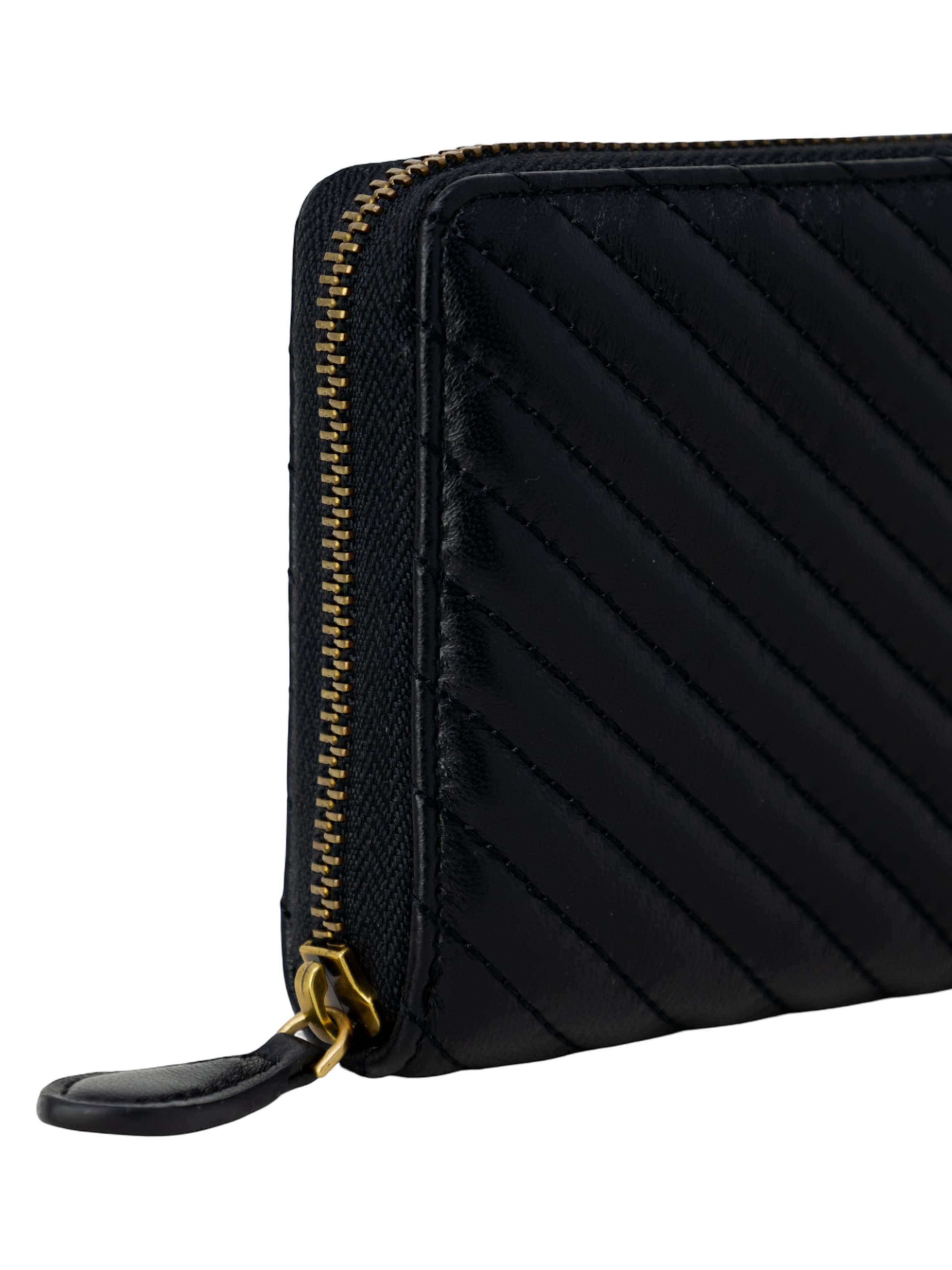 PINKO - Cartera 'RYDER ZIP AROUND SHEEP NAPPA CHEVRON 100250 A0GK' en negro
