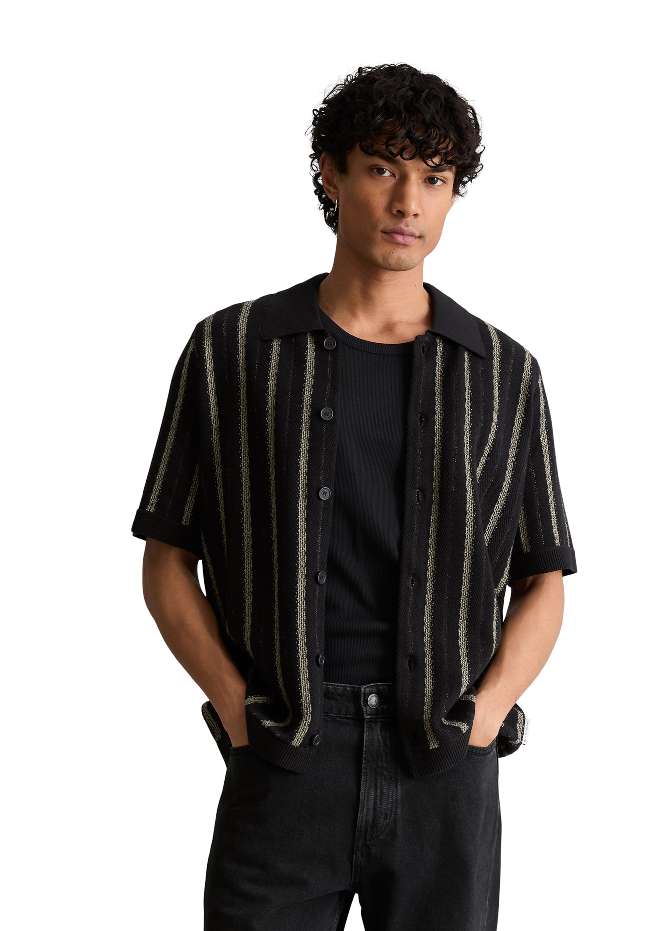 Marc O'Polo DENIM Strickjacke in Schwarz: Vorderseite