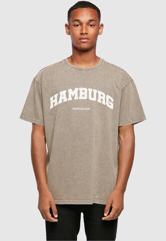 Merchcode Shirt 'Hamburg' in Bruin: voorkant