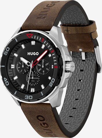 HUGO Red Analog Watch in Brown