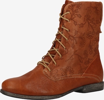 THINK! Lace-Up Ankle Boots in Brown: front