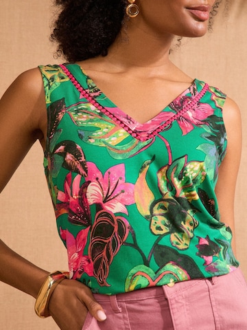 Haut love & roses en vert