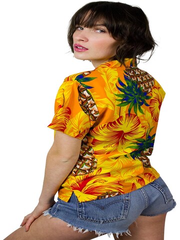 King Kameha Blouse 'Pineapple Hibiscus' in Yellow